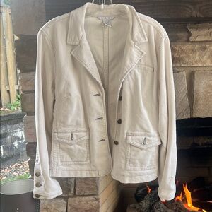 Cabi Off-White Corduroy Jacket with Gray and Orange Details M